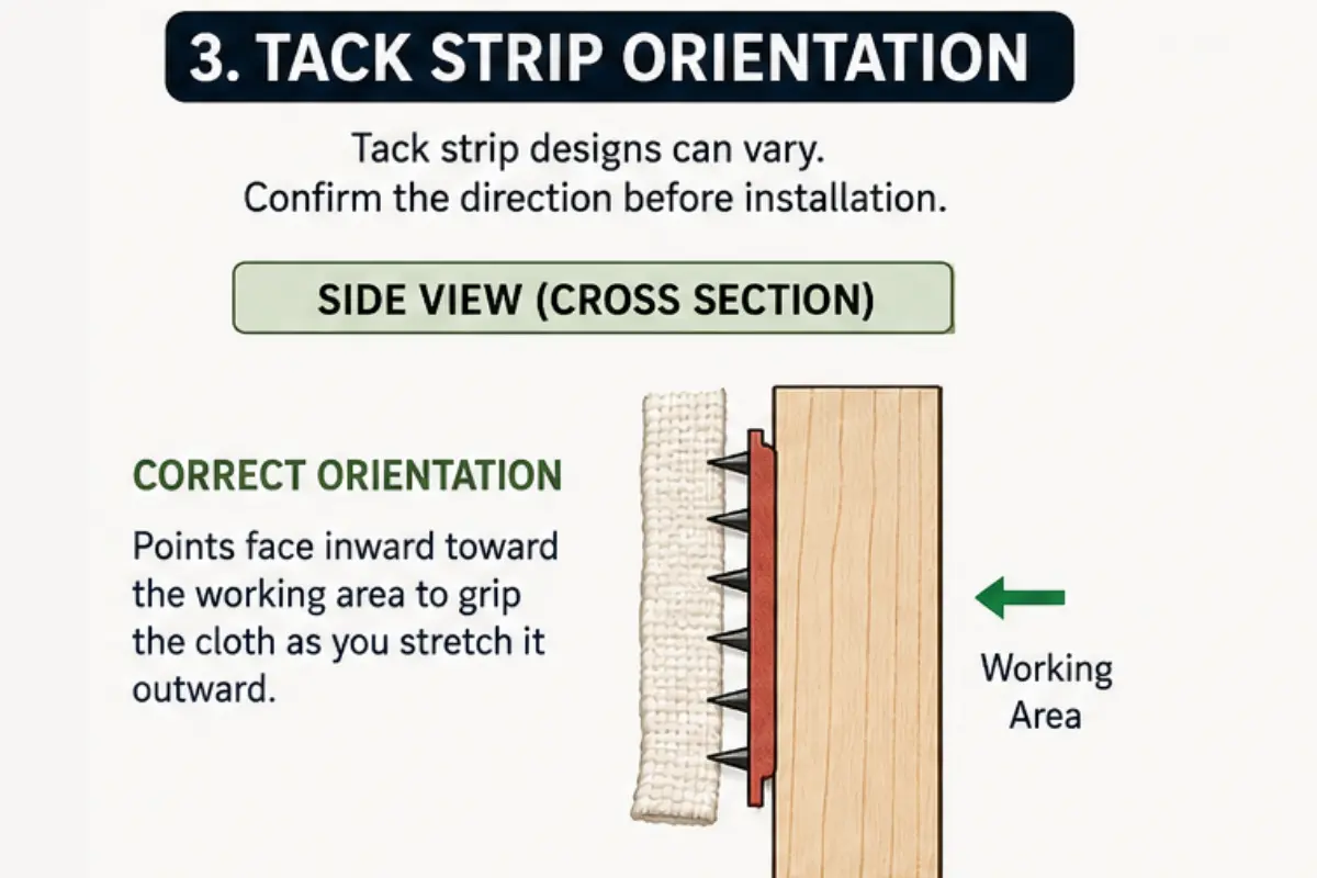diy rug tufting frame tack strip orientation