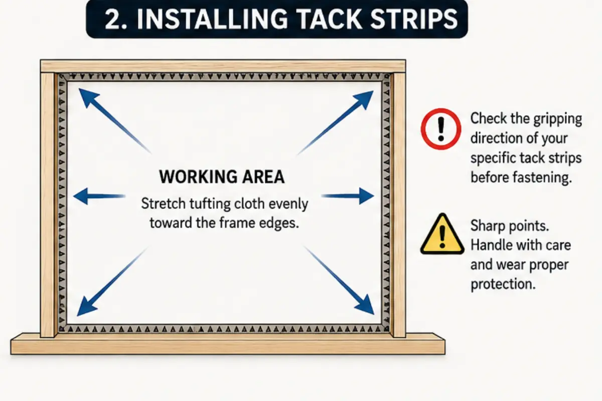 diy rug tufting frame installing tack strips diagram