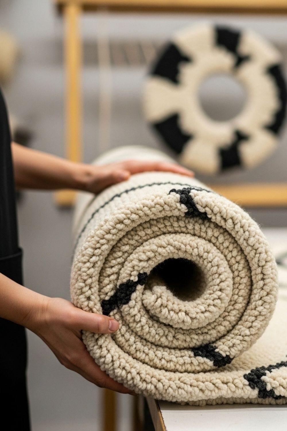cinnamon roll technique for rug tufting business shipping products