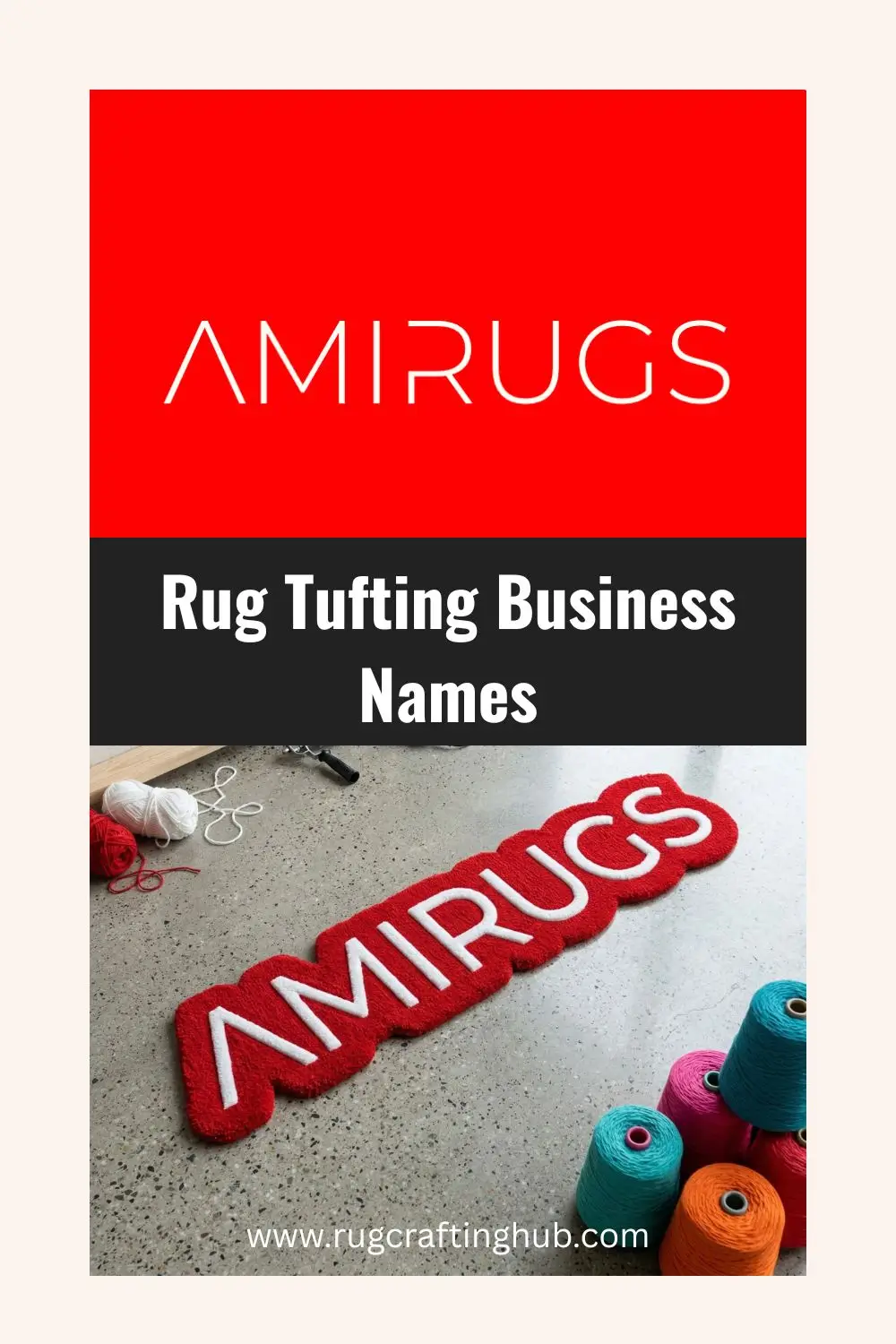 Mockup of rug tufting business names idea